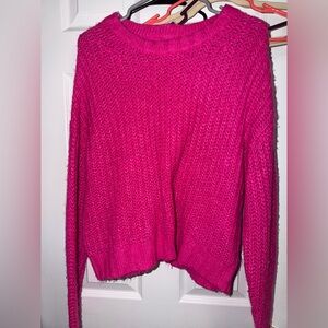 American Eagle Outfitters Fuchsia Crew Neck Sweater